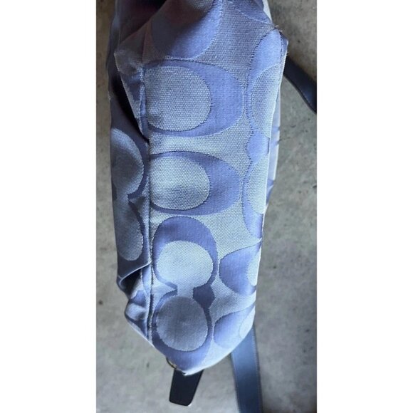 Vintage Coach Blue Carly Women’s Handbag Purse Bag Signature Print Canvas F15068 - Picture 10 of 16